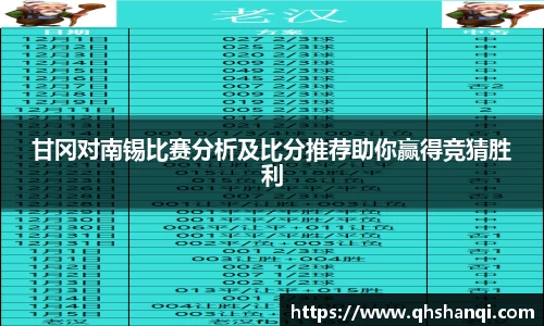 甘冈对南锡比赛分析及比分推荐助你赢得竞猜胜利
